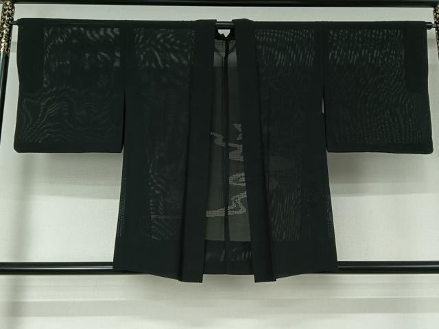 平和屋着物▽羽織 スリーシーズン 春夏秋 塵除け 竜田川文 黒地 正絹 逸品 AABJ1747jh