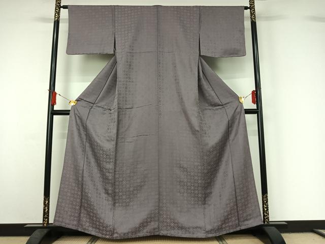 平和屋着物▽お召 単衣 幾何学文様 正絹 逸品 AABJ1760jh