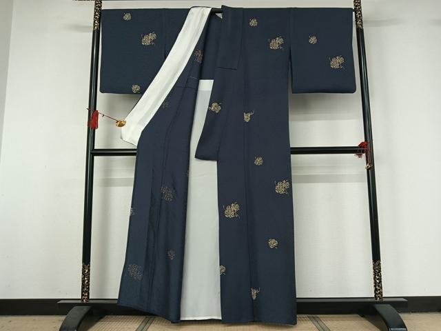 平和屋着物▽上質な小紋 単衣 草花文 正絹 逸品 AABJ1773jh