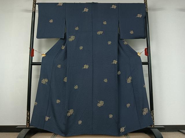 平和屋着物▽上質な小紋 単衣 草花文 正絹 逸品 AABJ1773jh