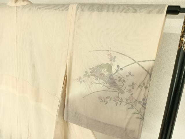 平和屋着物▽訪問着 無双 紗袷 紗×紗 扇面花文 暈し染め 金彩 正絹 逸品 AABJ1777jh
