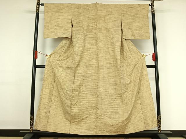平和屋着物▽上質な紬 単衣 花織 霞文 正絹 逸品 AABJ1781jh
