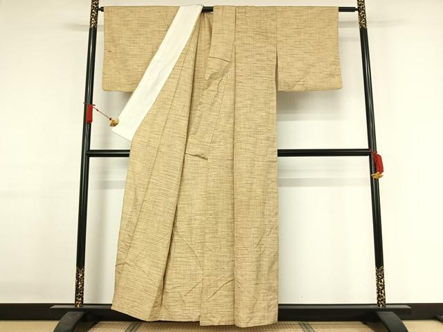 平和屋着物▽上質な紬 単衣 花織 霞文 正絹 逸品 AABJ1781jh