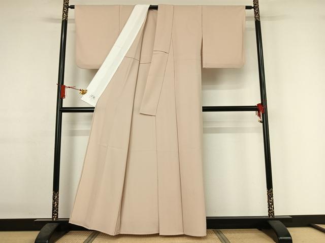 平和屋着物▽洗える最高級着物 <英>はなぶさ謹製 色無地 単衣 灰梅色 鬼しぼ縮緬 洗える着物 AABJ1785jh
