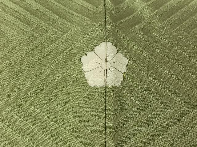 平和屋着物▽上質な色無地 単衣 菱地紋 山葵色 正絹 逸品 AABJ1787jh