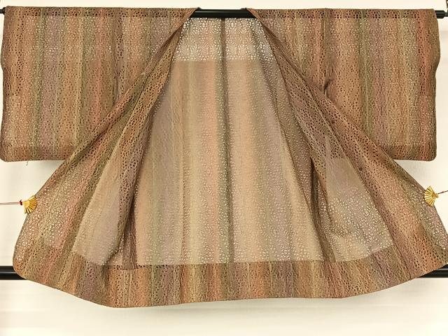 平和屋着物▽道行コート スリーシーズン 春夏秋 塵除け 霞文 正絹 逸品 AABJ1791jh