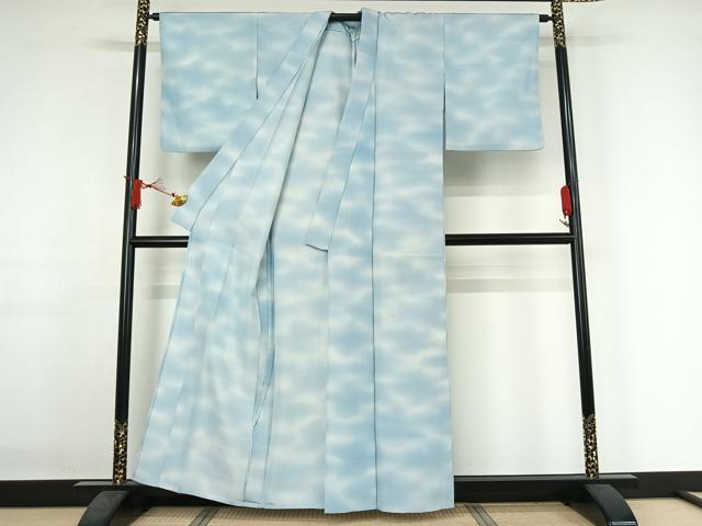 平和屋着物▽上質な紬 単衣 霞文 暈し染め 正絹 逸品 AABJ1793jh