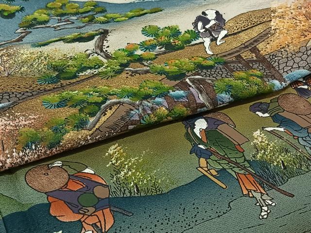 平和屋着物▽豪華黒留袖 単衣 作家物 手描き 人物風景文 暈し染め 金彩 正絹 逸品 AABJ1797jh