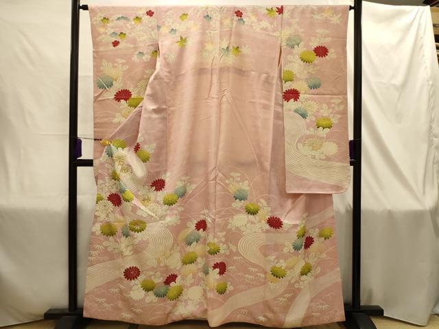 平和屋着物■豪華振袖 刺繍 流水花文 金糸 金彩 三越扱い 正絹 逸品 AABJ1842sx