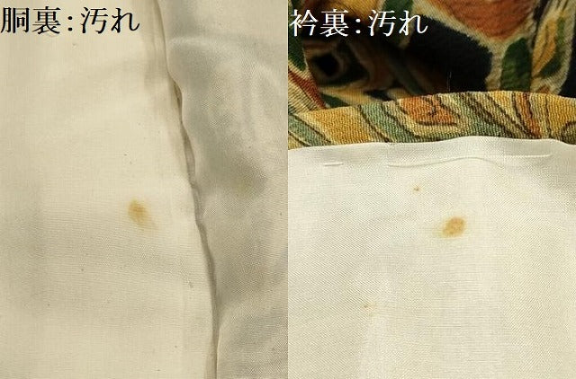 平和屋着物■上質な小紋 花鳥人物風景文 鬼しぼ縮緬 正絹 逸品 AABJ1843sx