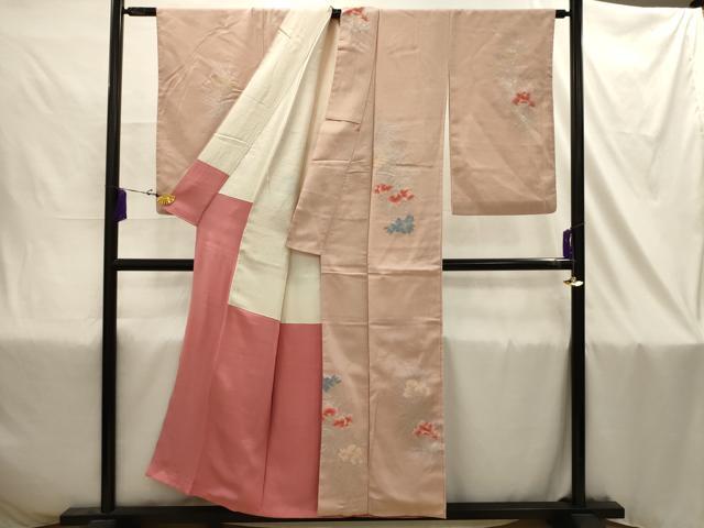 平和屋着物■上質な小紋 刺繍 草花文 銀糸 正絹 逸品 AABJ1850sx