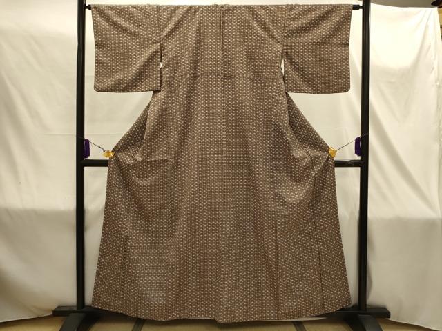 平和屋着物■小紋 麻の葉文様 洗える着物 AABJ1852sx