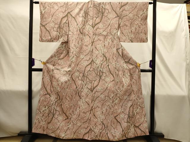 平和屋着物■小紋 手描き 枝花文 洗える着物 AABJ1853sx