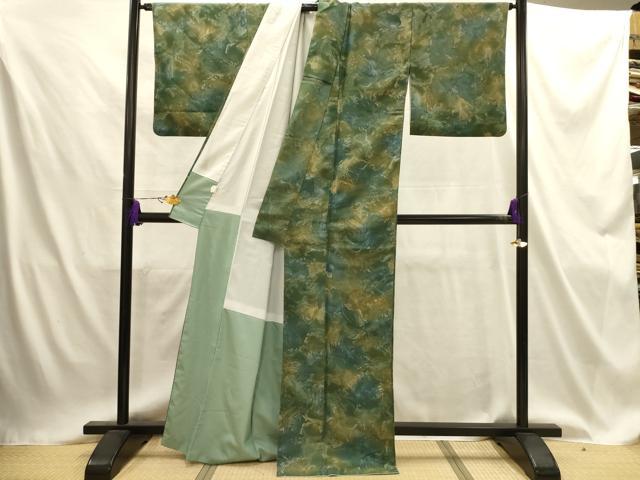 平和屋着物●小紋 霞文 暈し染め 鬼しぼ縮緬 洗える着物 AABJ1857sx