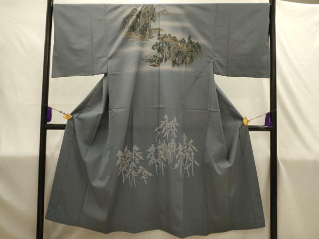 平和屋着物●男性　長襦袢　無双仕立て　人物風景文　暈し染め　金彩　洗える着物　AABJ1859sx 平和屋着物○男性 長襦袢 無双仕立て 人物風景文 暈し染め 金彩 洗える