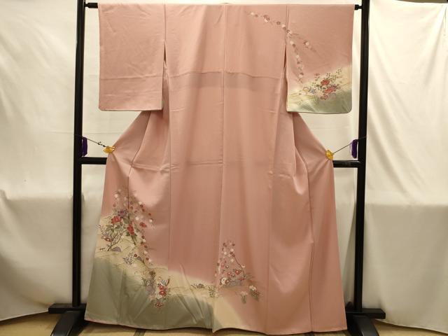 平和屋着物■訪問着 流水鴛鴦花文 暈し染め 金銀彩 正絹 逸品 AABJ1878sx
