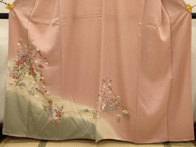 平和屋着物■訪問着 流水鴛鴦花文 暈し染め 金銀彩 正絹 逸品 AABJ1878sx