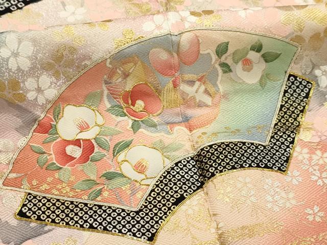平和屋着物■豪華振袖 駒刺繍 絞り 地紙重ね花文 暈し染め 金銀彩 正絹 逸品 AABJ1884sx