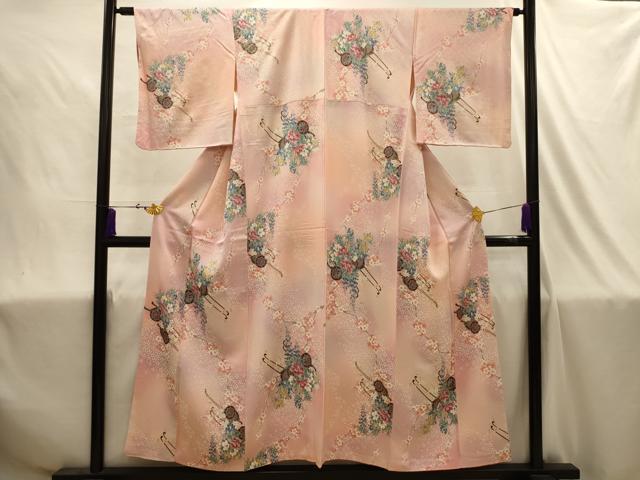 平和屋着物■上質な小紋 花車文 暈し染め 金彩 正絹 逸品 AABJ1885sx