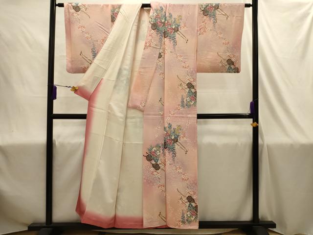 平和屋着物■上質な小紋 花車文 暈し染め 金彩 正絹 逸品 AABJ1885sx