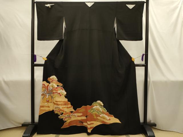 平和屋着物■豪華黒留袖 駒刺繍 人物風景文 金彩 正絹 逸品 AABJ1896sx