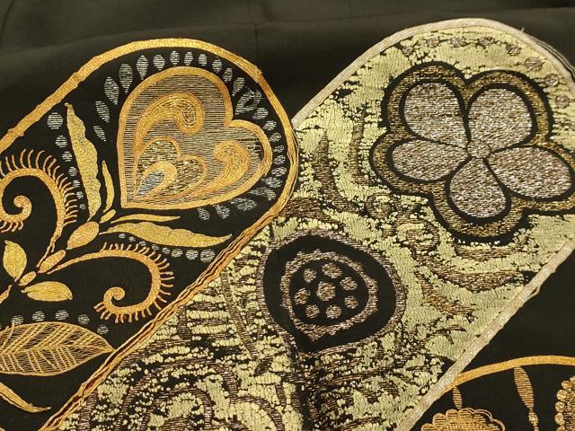 平和屋着物■豪華黒留袖 駒刺繍 孔雀羽文 金彩 正絹 逸品 AABJ1904sx