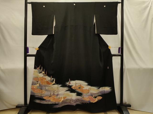 平和屋着物■豪華黒留袖 作家物 飛鶴文 暈し染め 金彩 正絹 逸品 AABJ1908sx