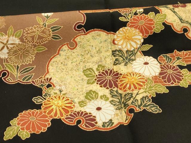 平和屋着物■豪華黒留袖 駒刺繍 雪輪花文 金彩 正絹 逸品 AABJ1909sx