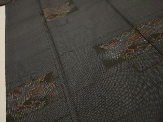 平和屋着物■本場大島紬 7マルキ 色紙松風景文 正絹 逸品 AABJ1917sx