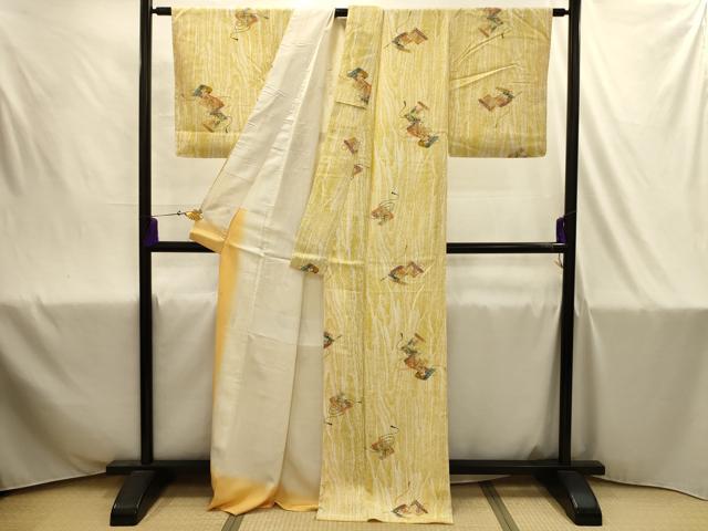 平和屋着物■上質な小紋 花鳥絵巻物 正絹 逸品 AABJ1930sx