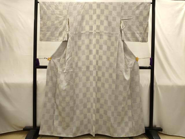平和屋着物■上質な小紋 絞り 変わり市松文様 正絹 逸品 AABJ1944sx