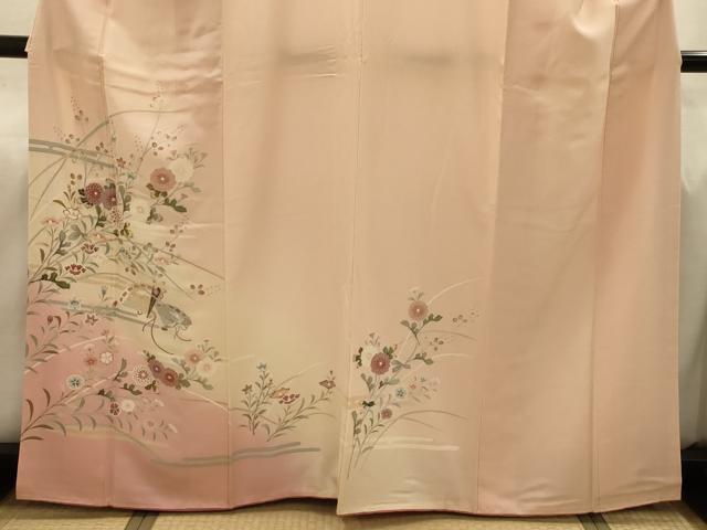 平和屋着物■訪問着 友禅 檜扇花文 暈し染め 正絹 逸品 AABJ1947sx