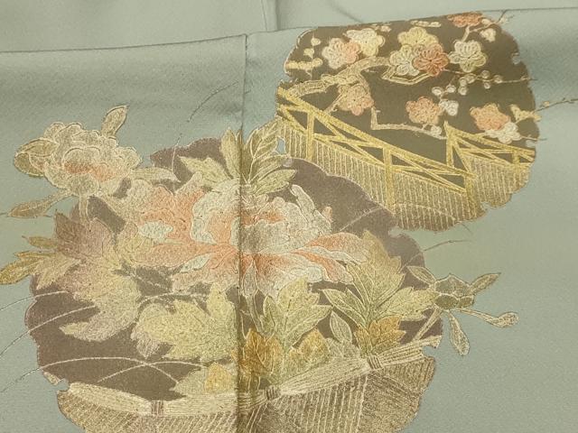 平和屋着物■訪問着 雪輪花文 暈し染め 金銀彩 正絹 逸品 AABJ1955sx