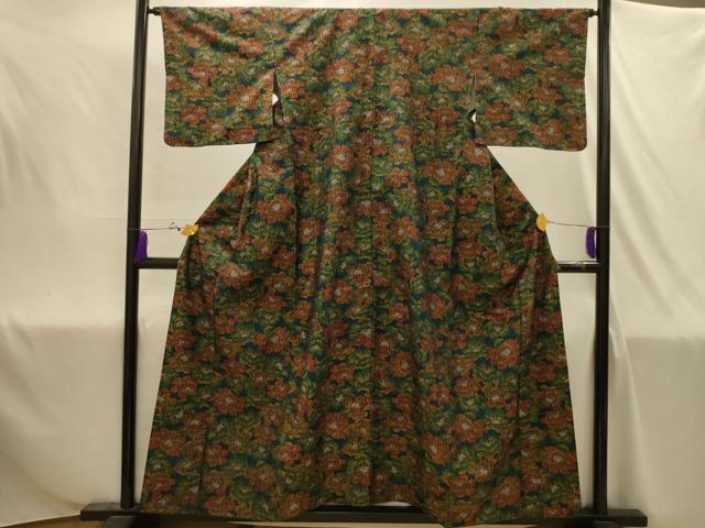 平和屋着物■上質な紬 花尽くし 正絹 逸品 AABJ1962sx