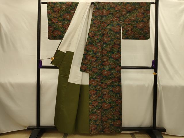 平和屋着物■上質な紬 花尽くし 正絹 逸品 AABJ1962sx