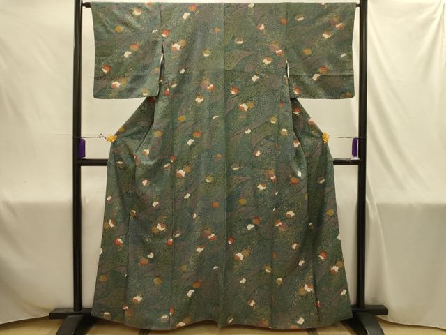 平和屋着物■上質な小紋 枝花文 金彩 正絹 逸品 AABJ1964sx