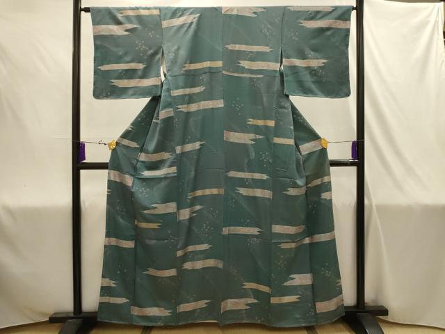 平和屋着物■上質な小紋 更紗花文 金銀彩 正絹 逸品 AABJ1976sx