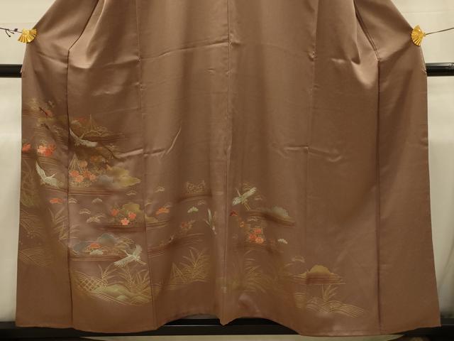 平和屋着物■色留訪問着 刺繍 飛鶴風景文 暈し染め 金糸 金彩 正絹 逸品 AABJ1985sx