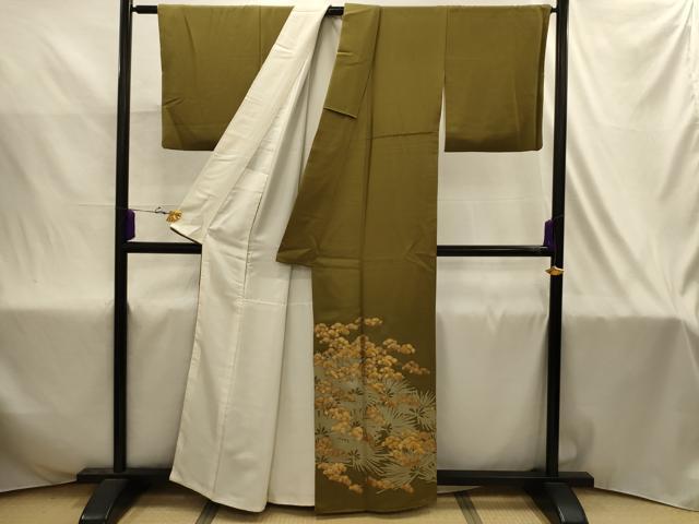 平和屋着物■豪華色留袖 刺繍 松 金糸 金彩 正絹 逸品 AABJ1991sx