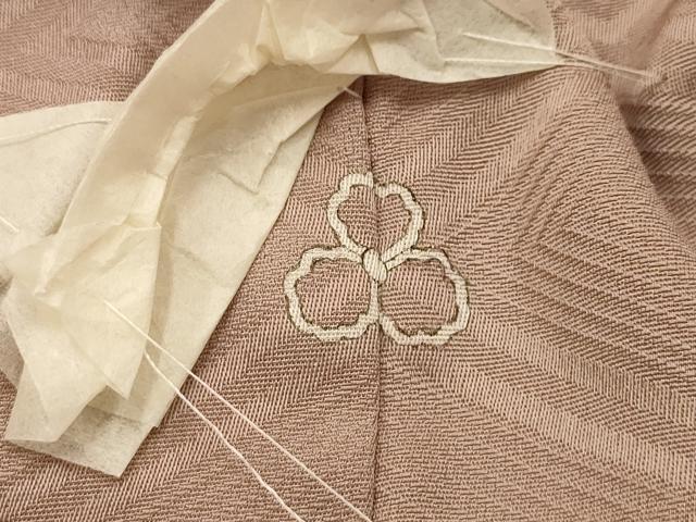 平和屋着物■上質な色無地 雲取菱地紋 白茶色 正絹 逸品 未使用 AABJ1999sx