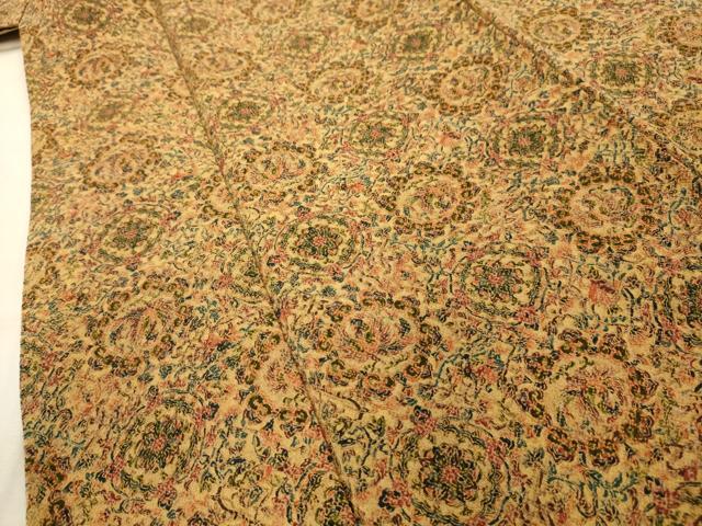 平和屋着物■上質な小紋 鳳凰更紗花丸文 鬼しぼ縮緬 正絹 逸品 AABJ2006sx
