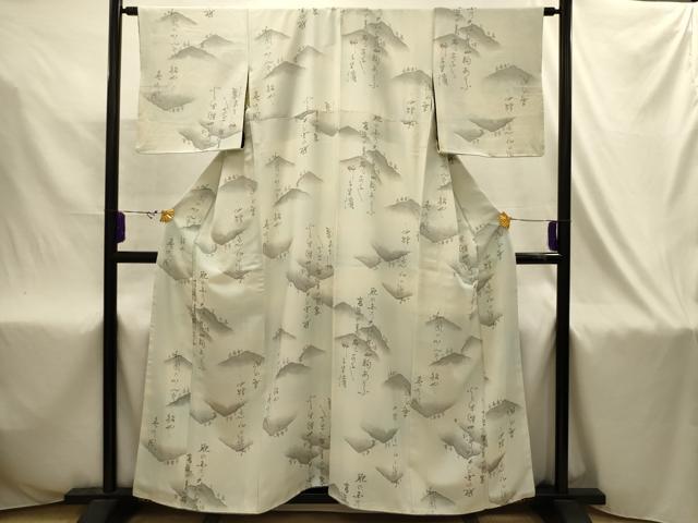 平和屋着物■上質な小紋 手描き 文字文 暈し染め 正絹 逸品 AABJ2018sx