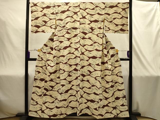 平和屋着物■上質な小紋 手描き 地紙重ね枝花文 金彩 正絹 逸品 AABJ2025sx