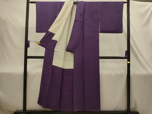 平和屋着物■上質な色無地 枝葉地紋 葡萄色 正絹 逸品 AABJ2026sx