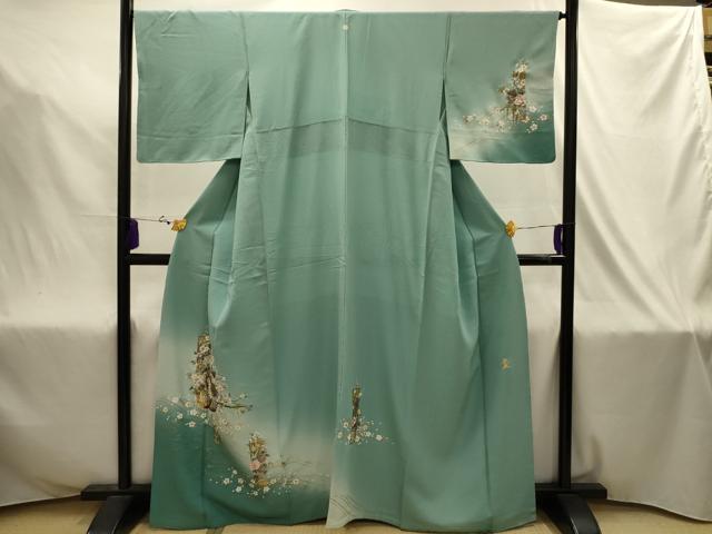 平和屋着物■金彩友禅作家 桂友 訪問着 流水花車文 暈し染め 金銀彩 正絹 逸品 AABJ2037sx