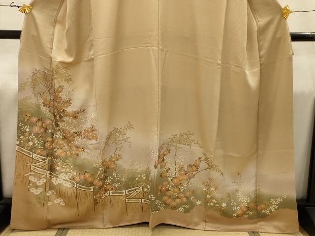 平和屋着物■豪華色留袖 刺繍 草花文 暈し染め 金銀糸 正絹 逸品 AABJ2040sx