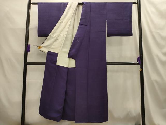 平和屋着物■上質な色無地 流水地紋 深紫色 正絹 逸品 AABJ2050sx