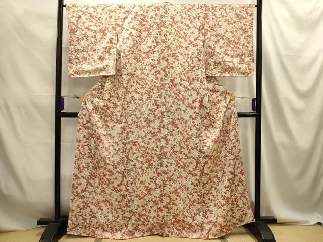 平和屋着物■上質な小紋 手描き 紅白梅 金彩 正絹 逸品 AABJ2055sx