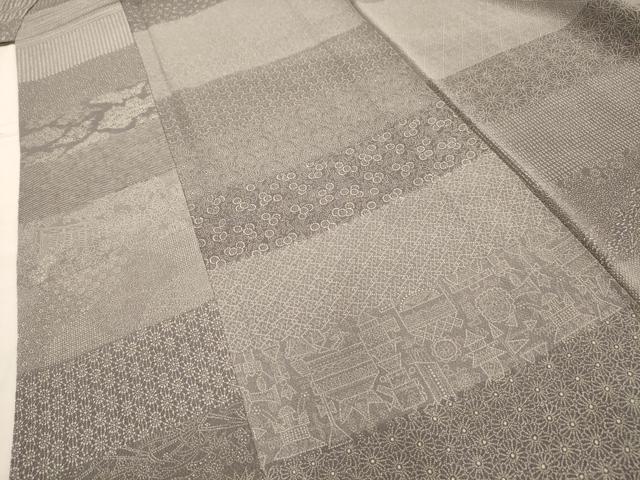 平和屋着物■江戸小紋 横段吉祥文 鬼しぼ縮緬 正絹 逸品 AABJ2058sx