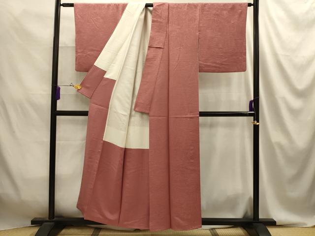 平和屋着物■上質な色無地 風景地紋 蘇芳香色 正絹 逸品 AABJ2070sx